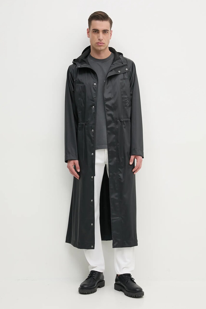 Rains geaca Bold Longest Jacket W3 culoarea negru, de tranzitie, 12120