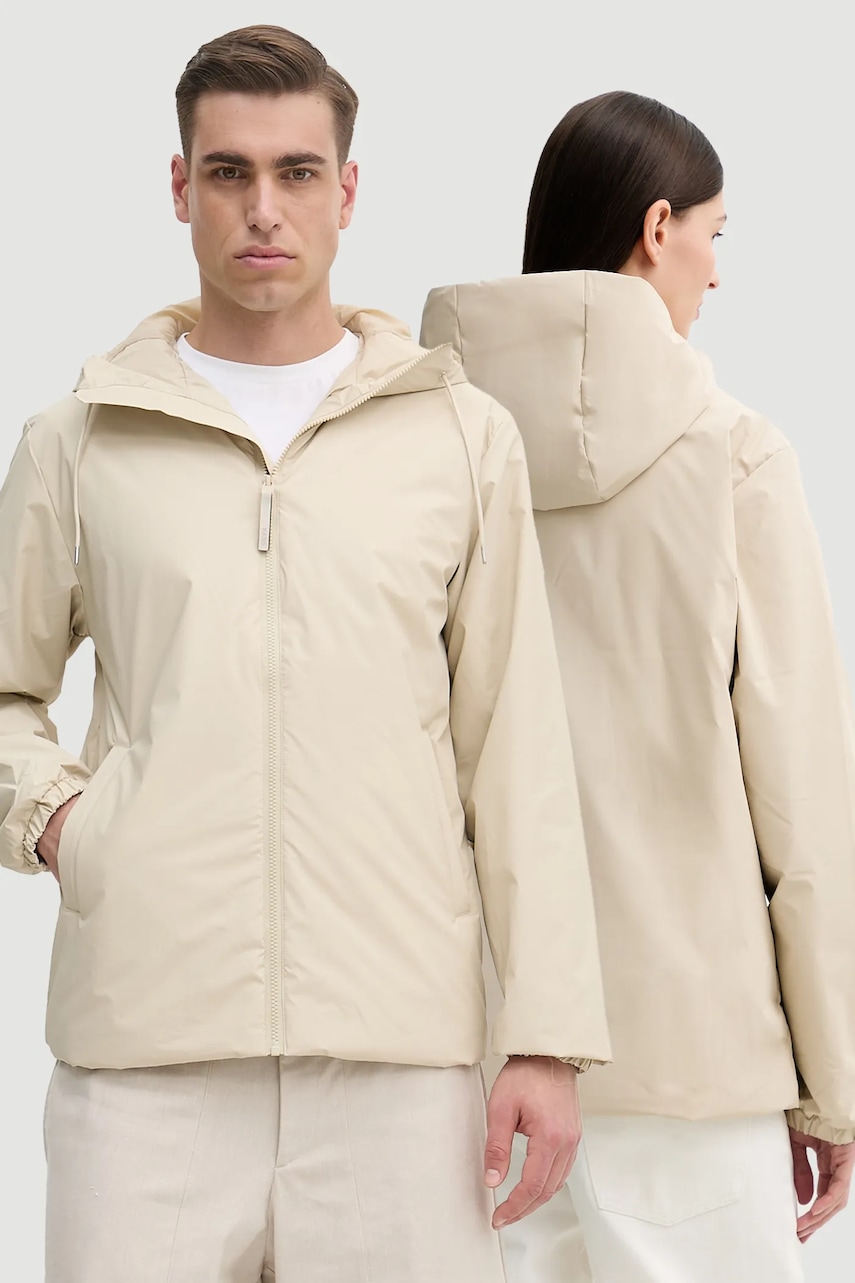 Rains geacă Lohja Insulated Jacket W3T1 culoarea bej, de tranzitie, 15770 Rains geacă Lohja Insulated Jacket W3T1 culoarea bej, de tranzitie, 15770