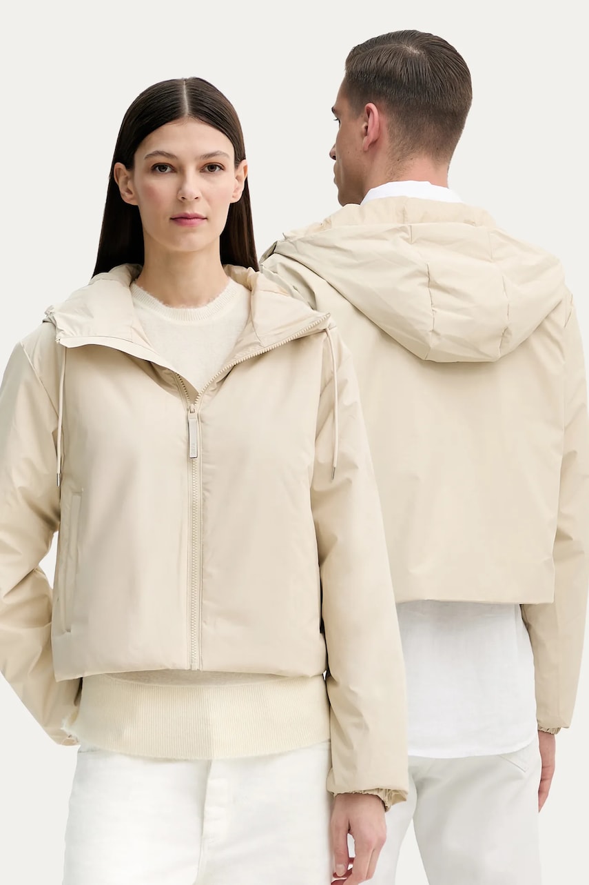 Rains geaca Lohja Short Insulated Jacket W3T1 culoarea bej, de tranzitie, 15780 Rains geaca Lohja Short Insulated Jacket W3T1 culoarea bej, de tranzitie, 15780