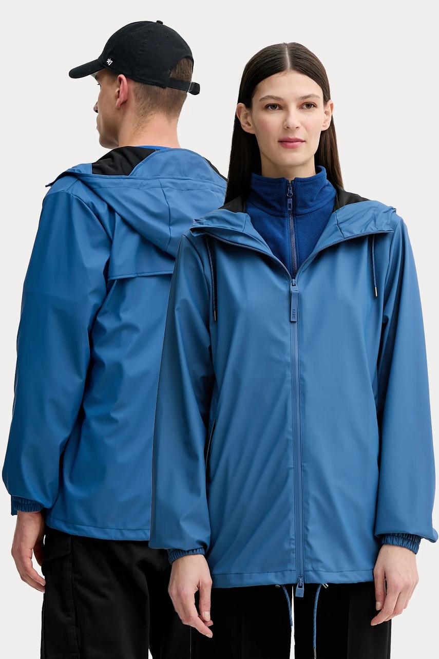 Rains geacă Storm Breaker W3 culoarea albastru marin, de tranzitie, oversize, 18370