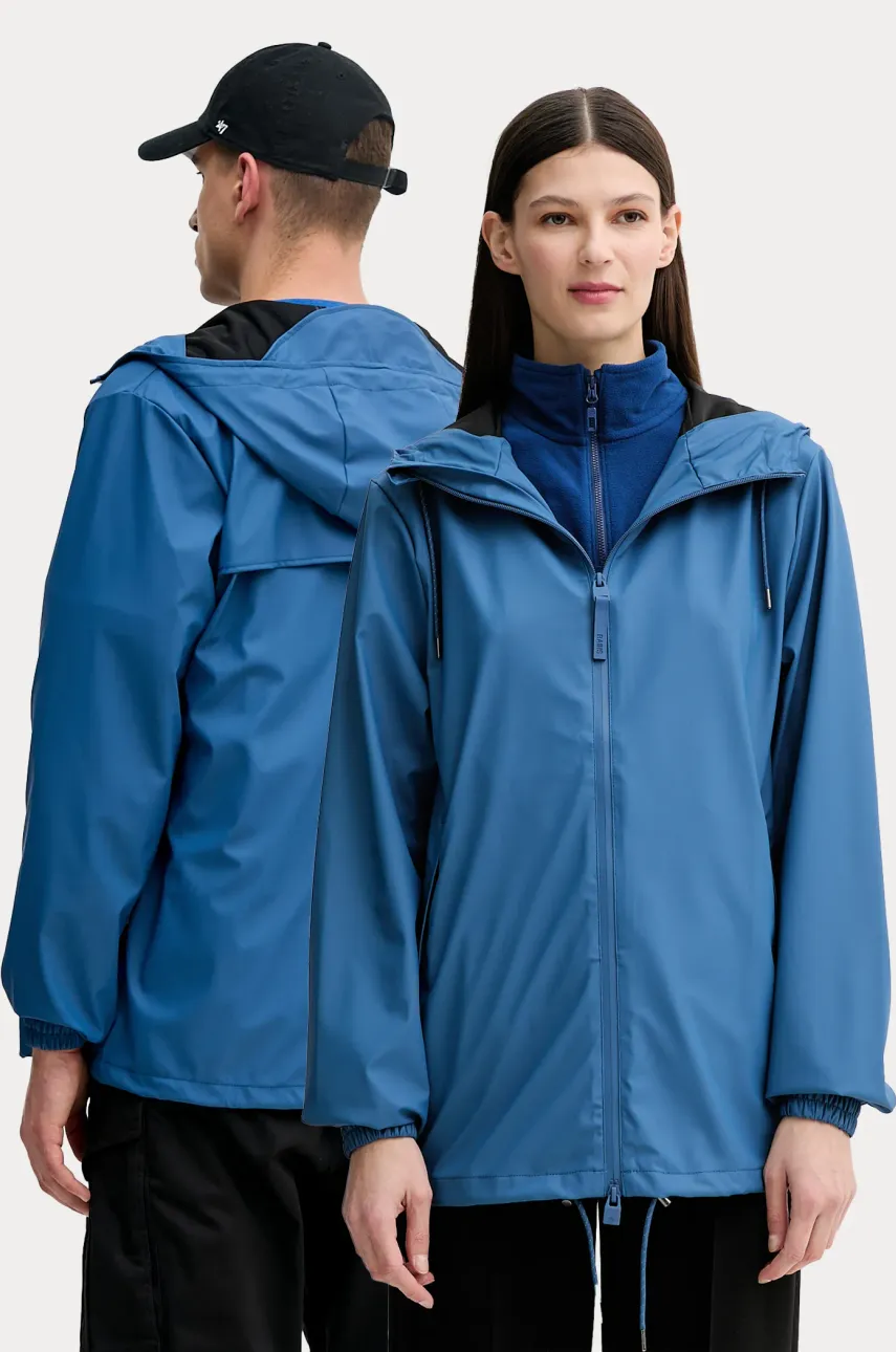Rains geacă Storm Breaker W3 culoarea albastru marin, de tranzitie, oversize, 18370