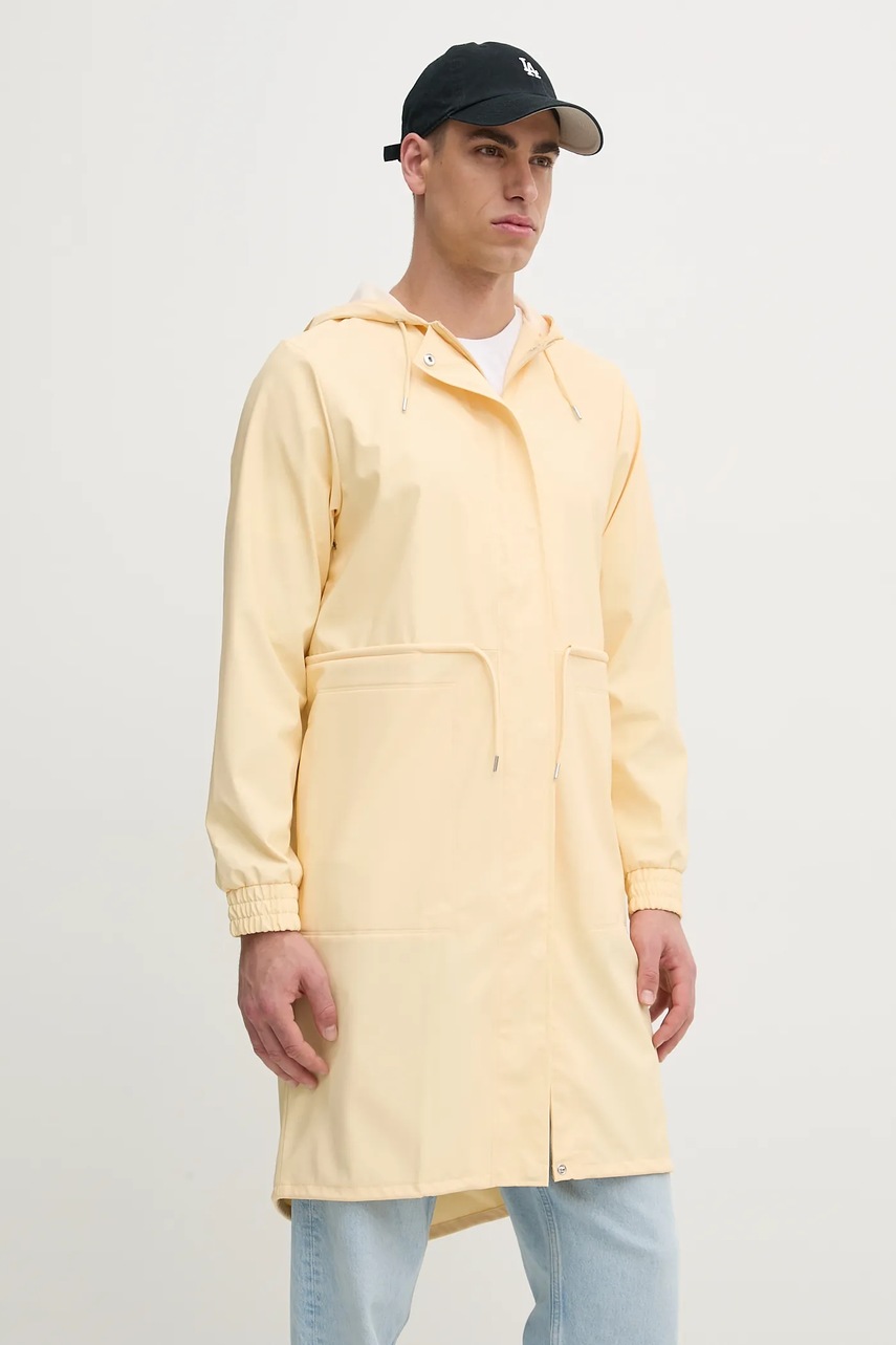 Rains geacă String W Parka W3 culoarea galben, de tranzitie, 18550