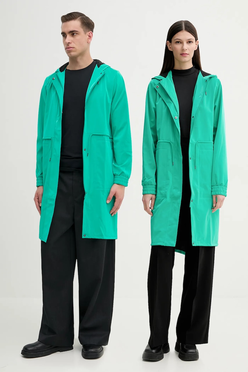 Rains geacă String W Parka W3 culoarea verde, de tranzitie, 18550 Rains geacă String W Parka W3 culoarea verde, de tranzitie, 18550