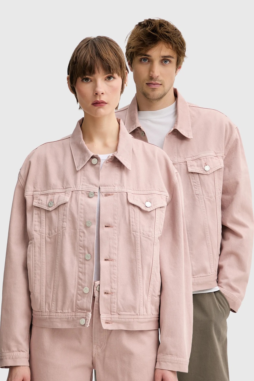 Won Hundred geacă din denim culoarea portocaliu, de tranzitie, oversize, 3567-13055