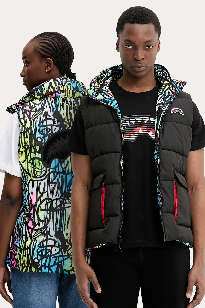Sprayground vesta cu doua fete culoarea negru, de iarna, SP749