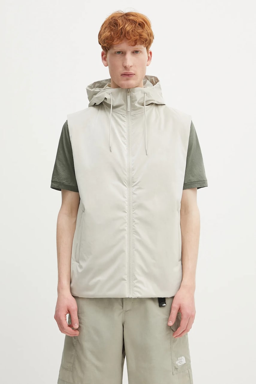 Rains vestă Lohja Insulated Vest W3T1 culoarea bej, de tranzitie, 15800.103