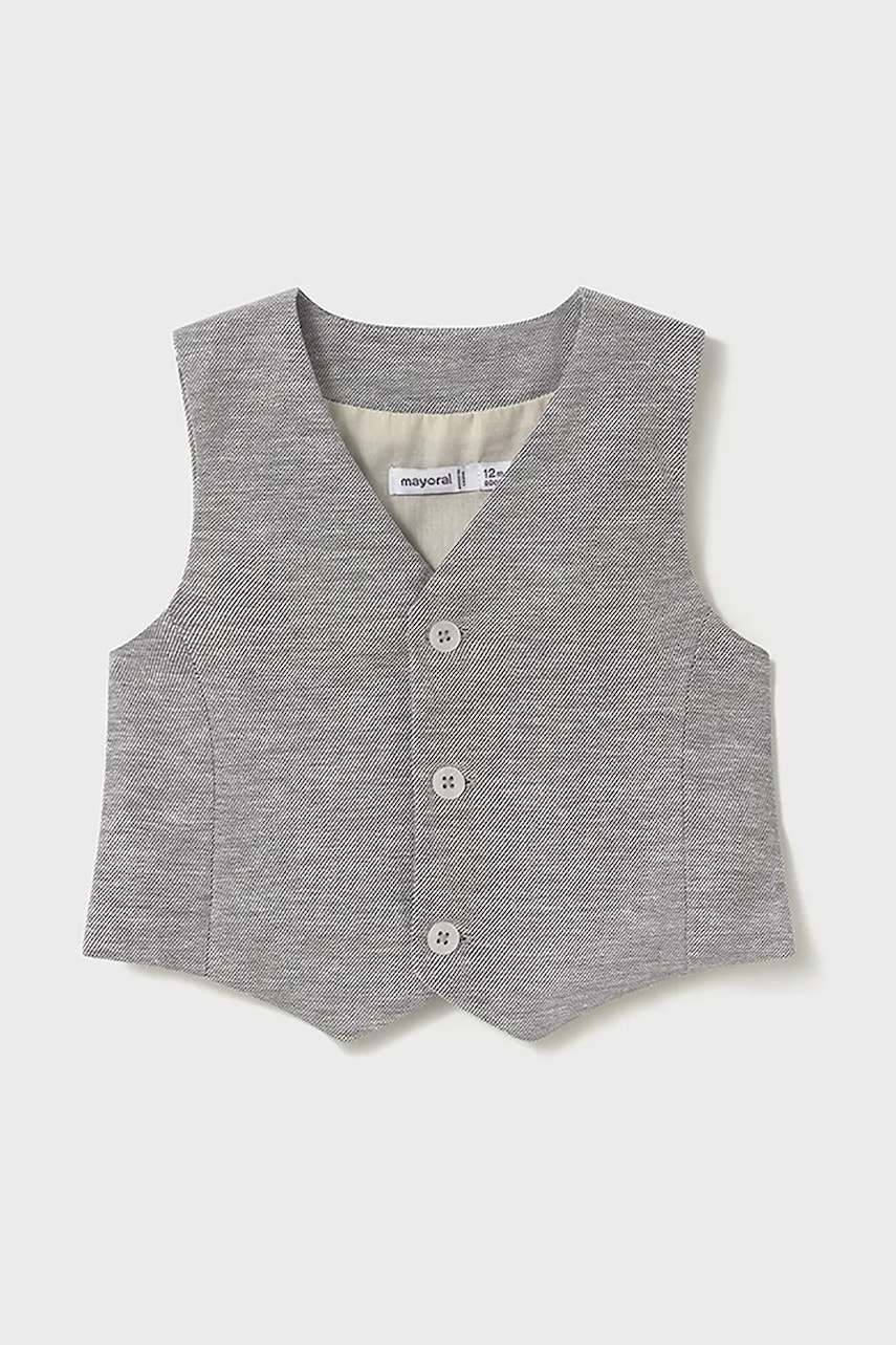 Mayoral vestă din amestec de in pentru bebeluși culoarea gri, 1303