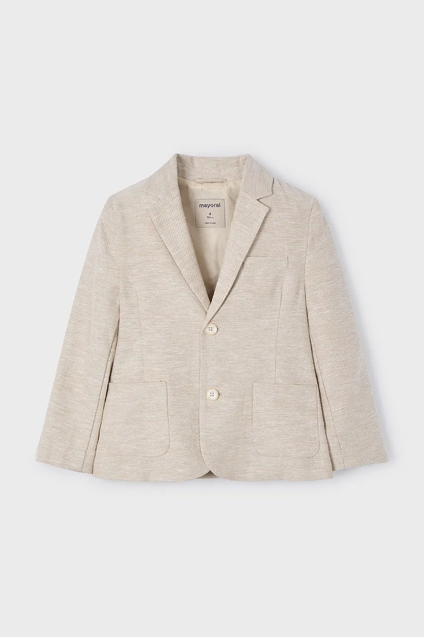 Детский пиджак с примесью льна Mayoral цвет бежевый 3417