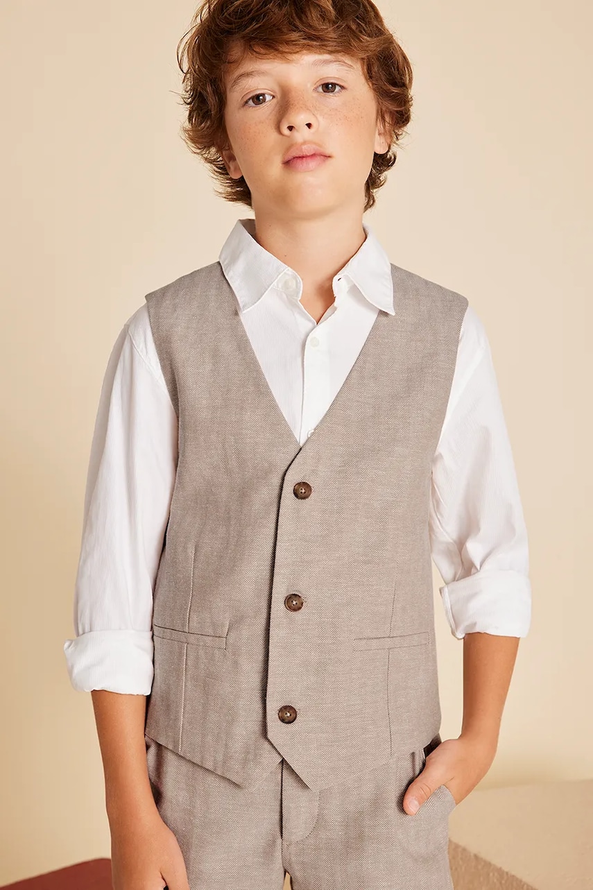 Mayoral vestă pentru copii din amestec de in culoarea maro, 6346