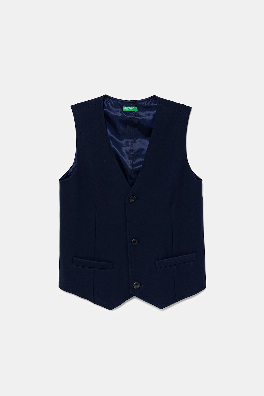 United Colors of Benetton vestă copii culoarea bleumarin, 2U7FCJ010