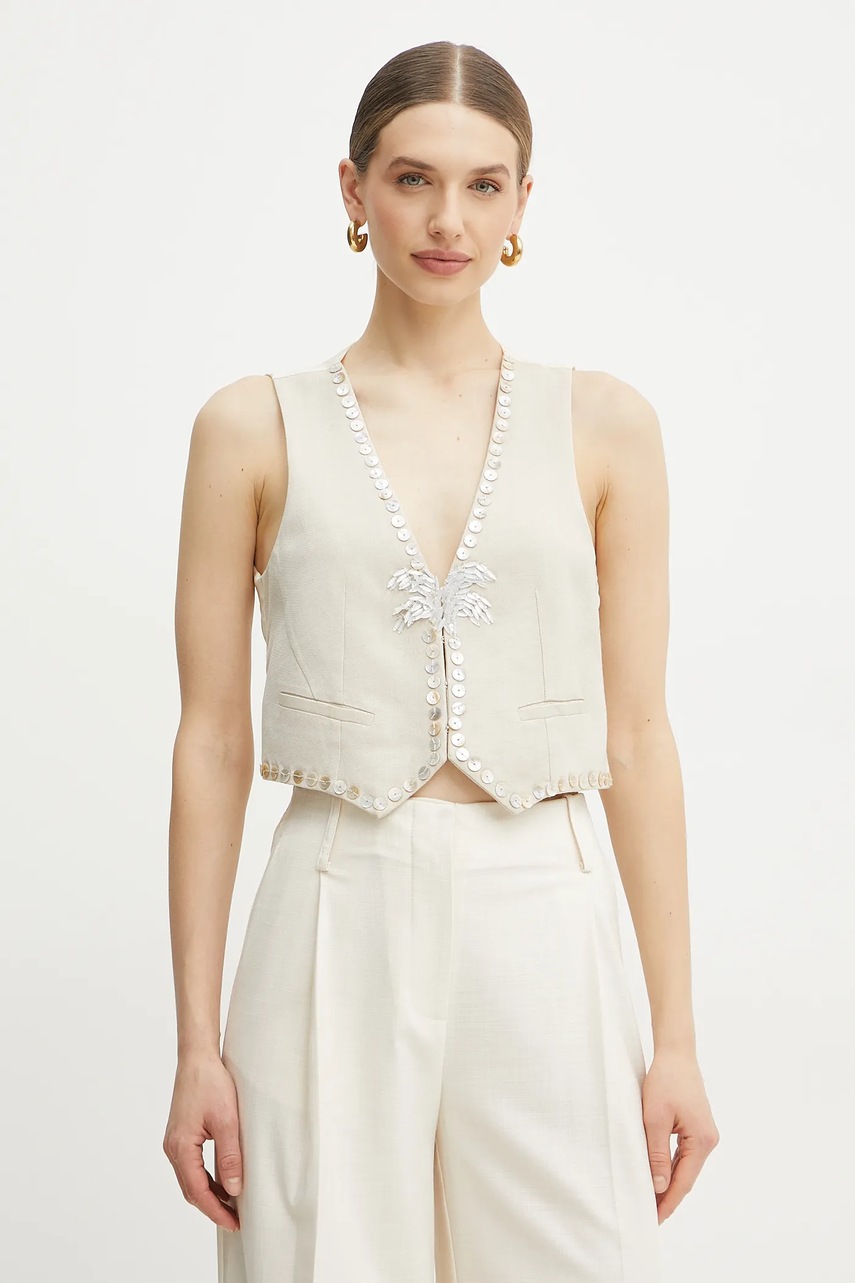 Γιλέκο από μείγμα μαλλιού Forte Forte χρώμα: μπεζ, 13530bis.my jacket φωτογραφία