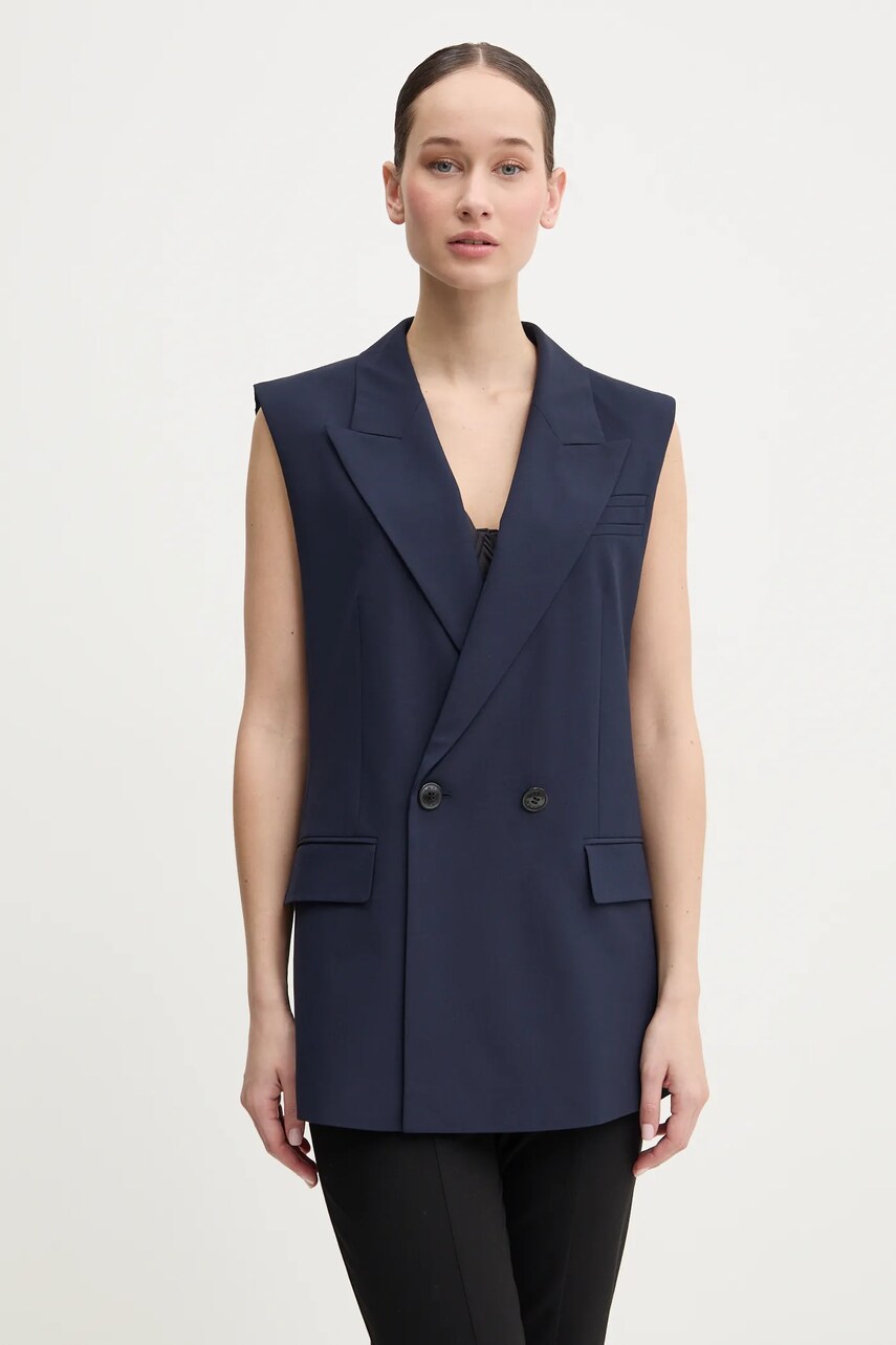 HUGO vesta culoarea bleumarin, cu doua randuri de nasturi, 50533806