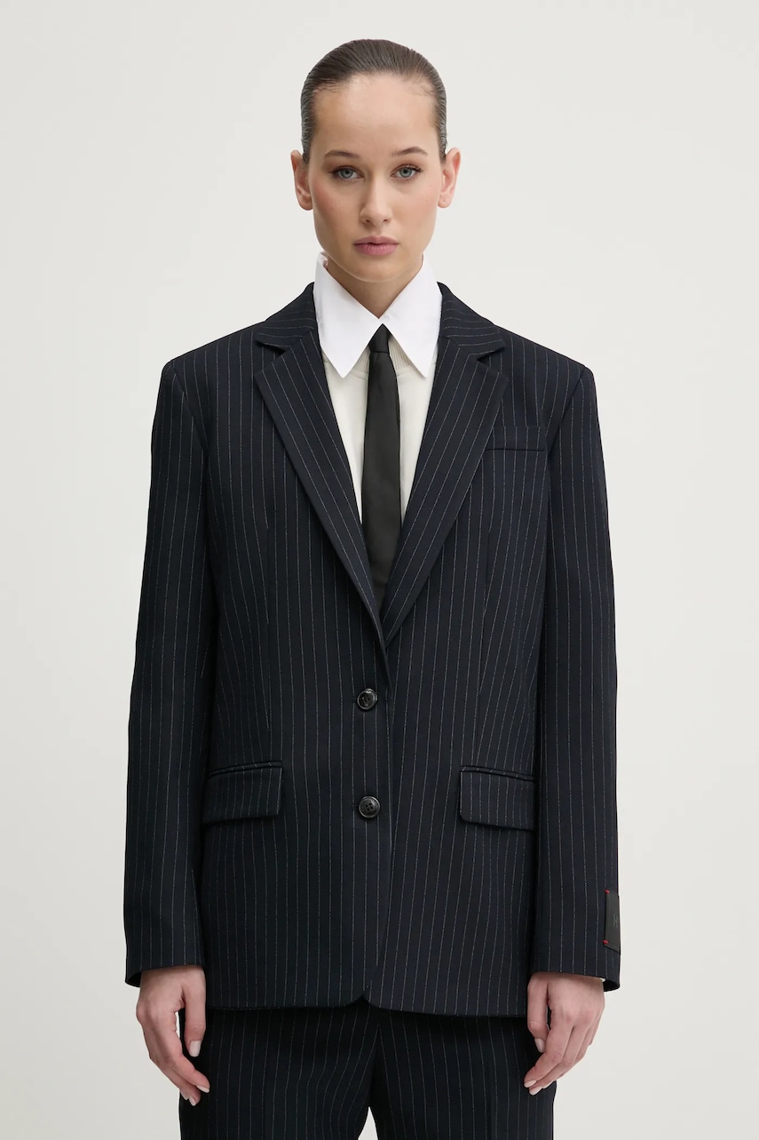 HUGO sacou culoarea albastru marin, un singur rand de nasturi, modelator, 50533842