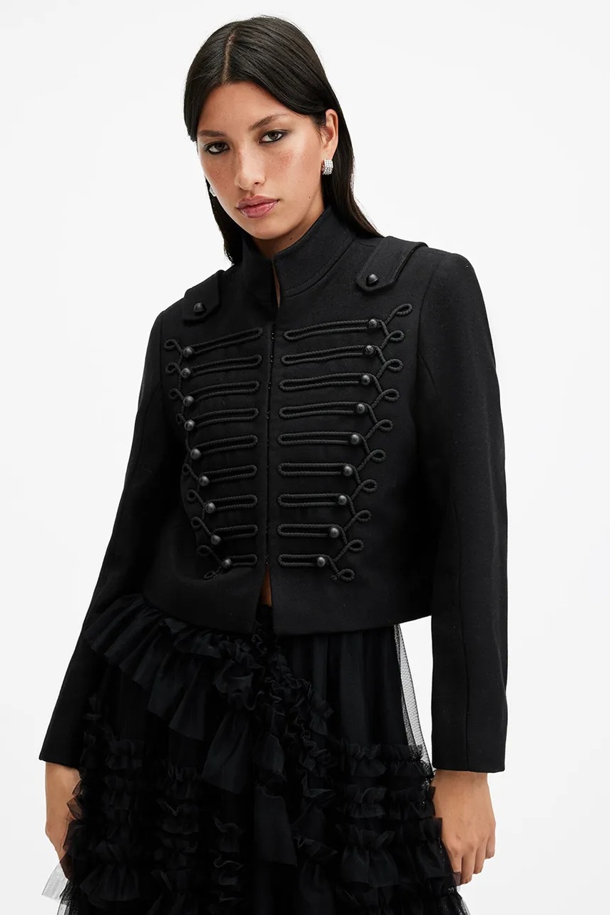 Шерстяной пиджак AllSaints RUMMY цвет чёрный однобортный W029OC