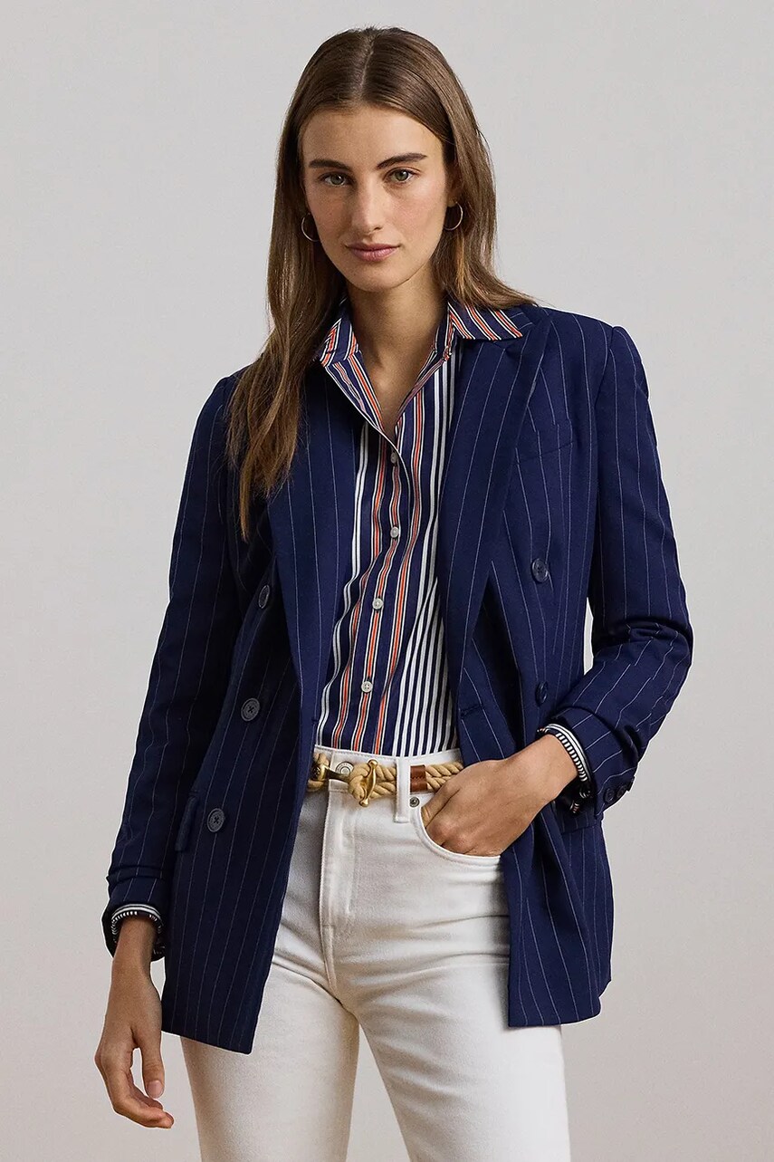 Levně Vlněné sako Lauren Ralph Lauren tmavomodrá barva, 200957329