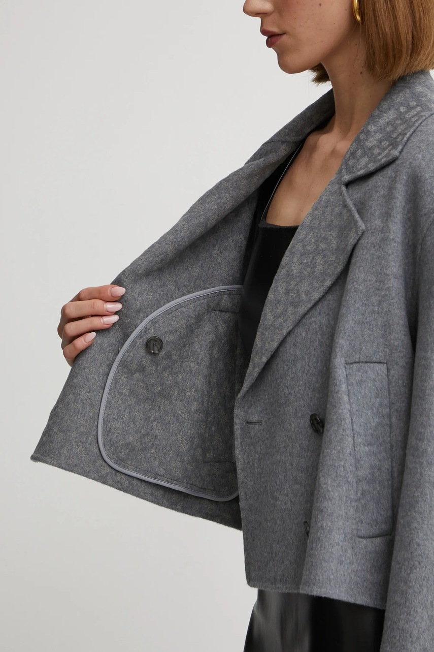 Μάλλινο παλτό BOSS χρώμα: γκρι, 50531742 φωτογραφία