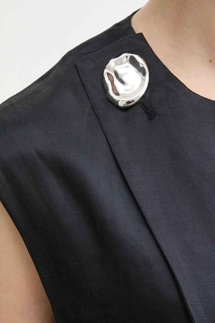 Γιλέκο με λινό μείγμα Day Birger et Mikkelsen Marlin χρώμα: μαύρο, DAY65243539 φωτογραφία