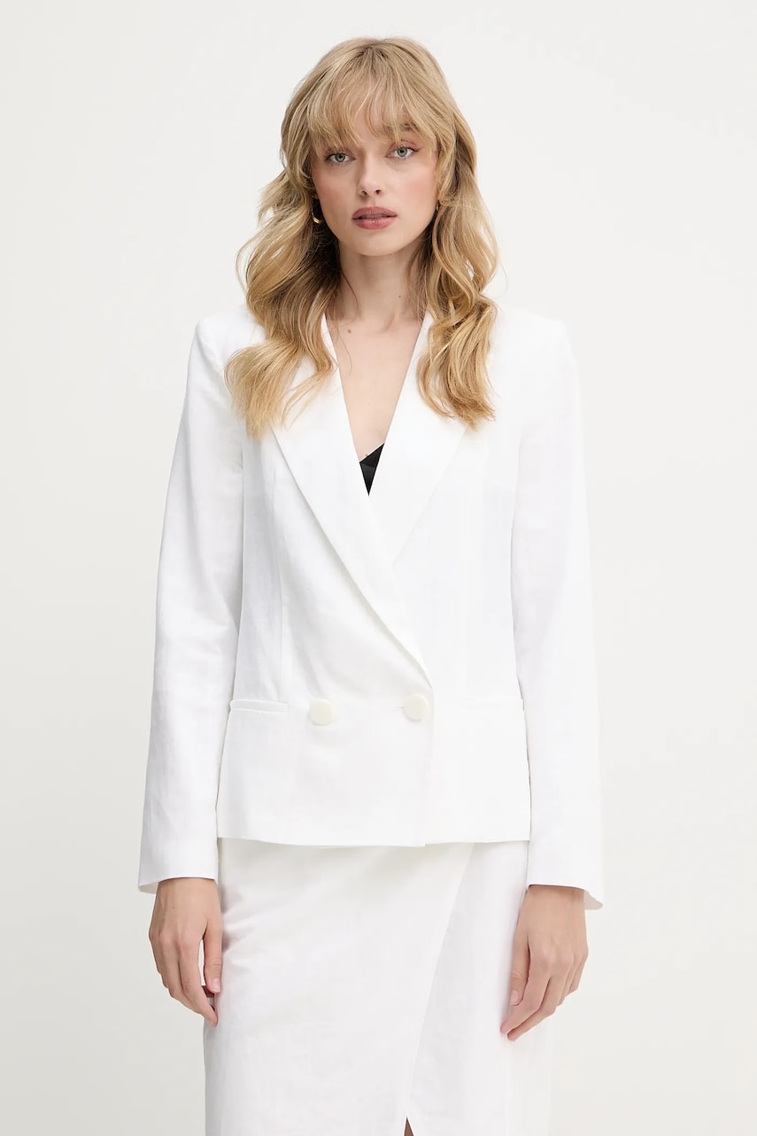 Armani Exchange sacou culoarea alb, cu doua rânduri de nasturi, uni, XW000457 AF12814