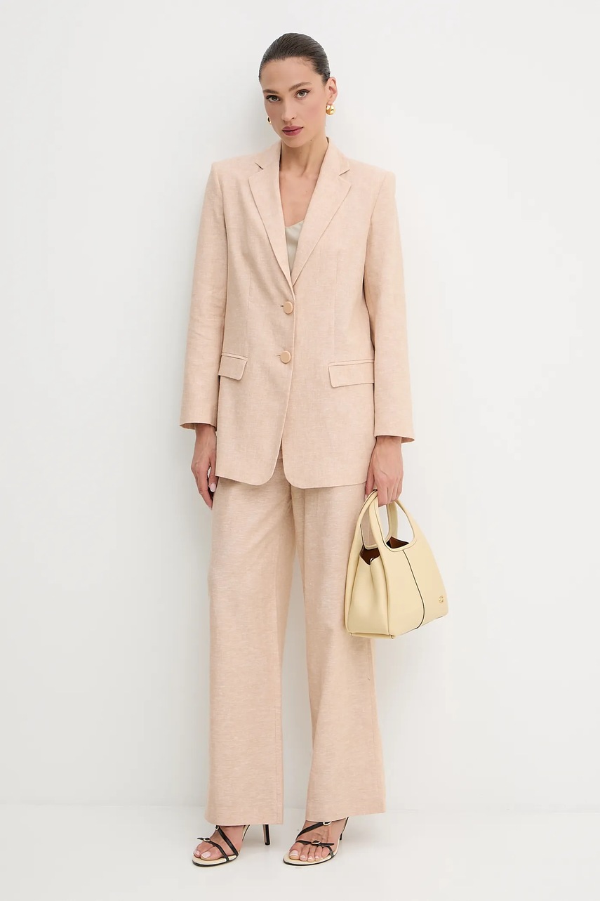 Льняной жакет Armani Exchange цвет бежевый однобортный однотонная XW000464 AF12813