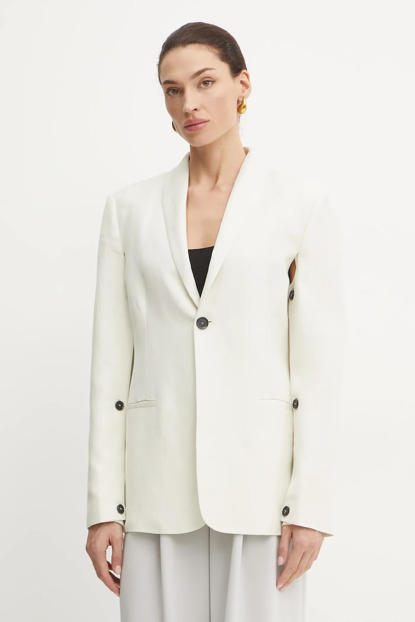 Liviana Conti sacou culoarea bej, un singur rand de nasturi, neted, F5SL85