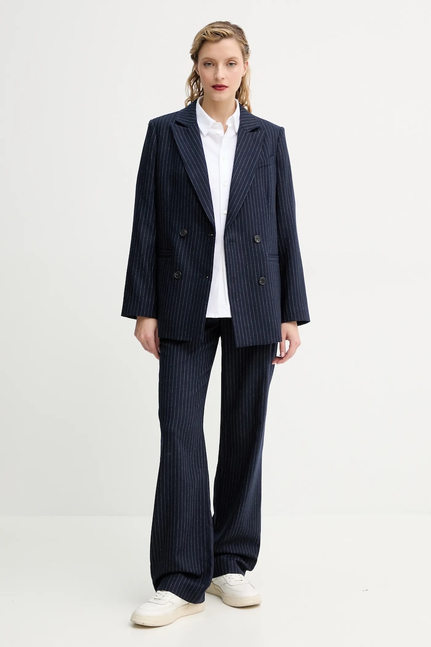 Шерстяной пиджак A.P.C. veste lucy цвет синий двубортный узор WOARO.F03212 Шерстяной пиджак A.P.C. veste lucy цвет синий двубортный узор WOARO.F03212