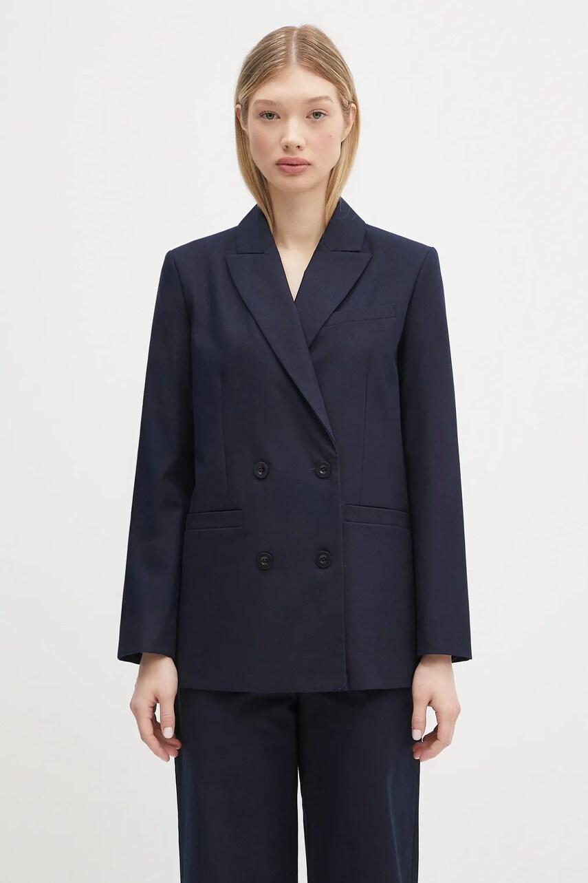 A.P.C. sacou din bumbac veste lucy culoarea bleumarin, cu doua randuri de nasturi, uni, COHFU.F03212