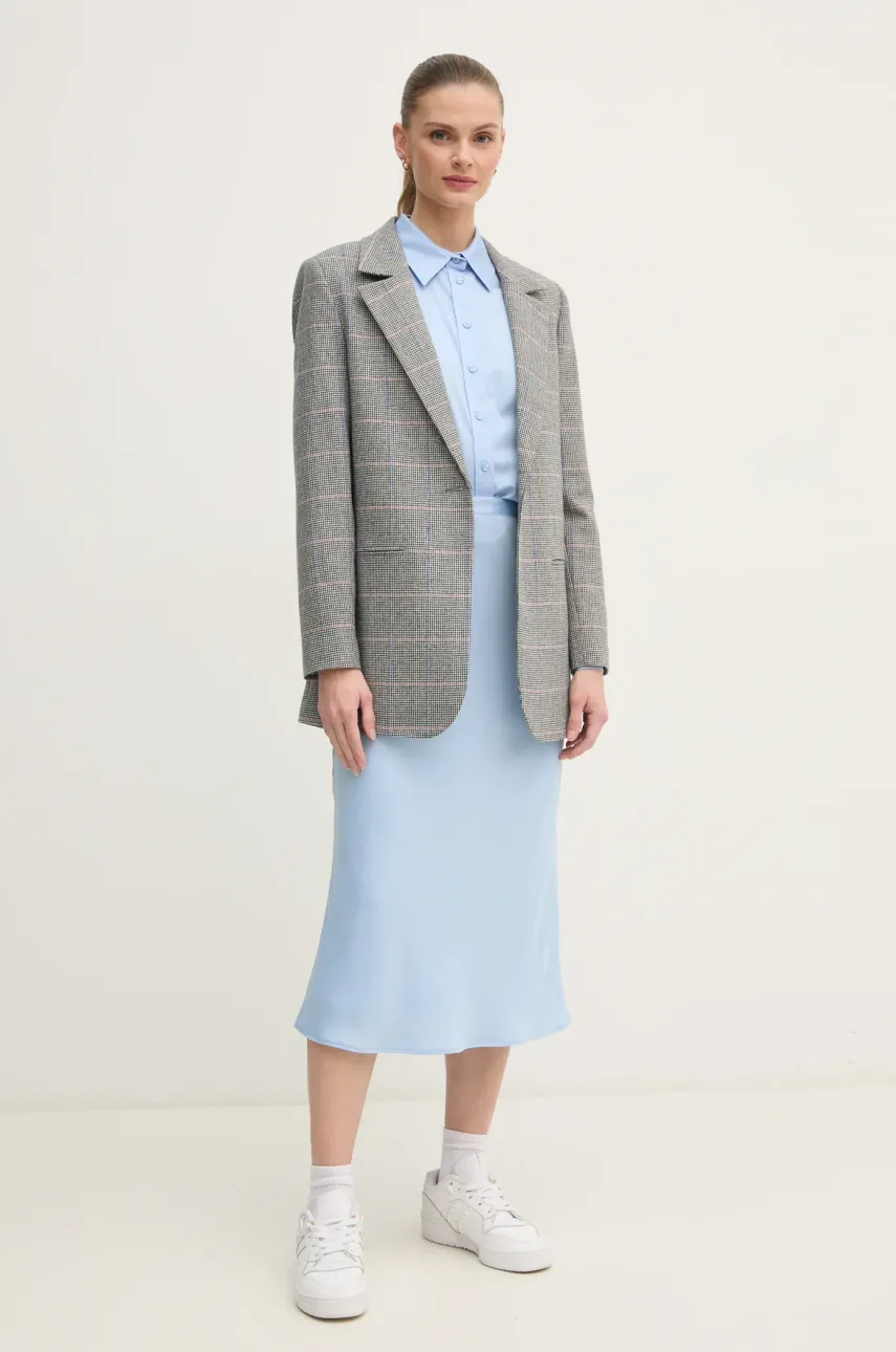 Шерстяной пиджак Pepe Jeans FLAVIA цвет серый однобортный узор PL402503 Шерстяной пиджак Pepe Jeans FLAVIA цвет серый однобортный узор PL402503