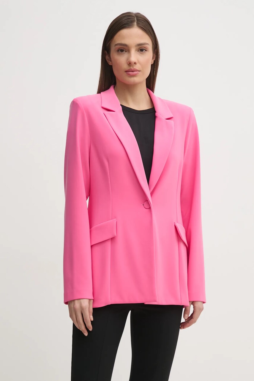 Joseph Ribkoff sacou culoarea roz, un singur rand de nasturi, neted, 251240