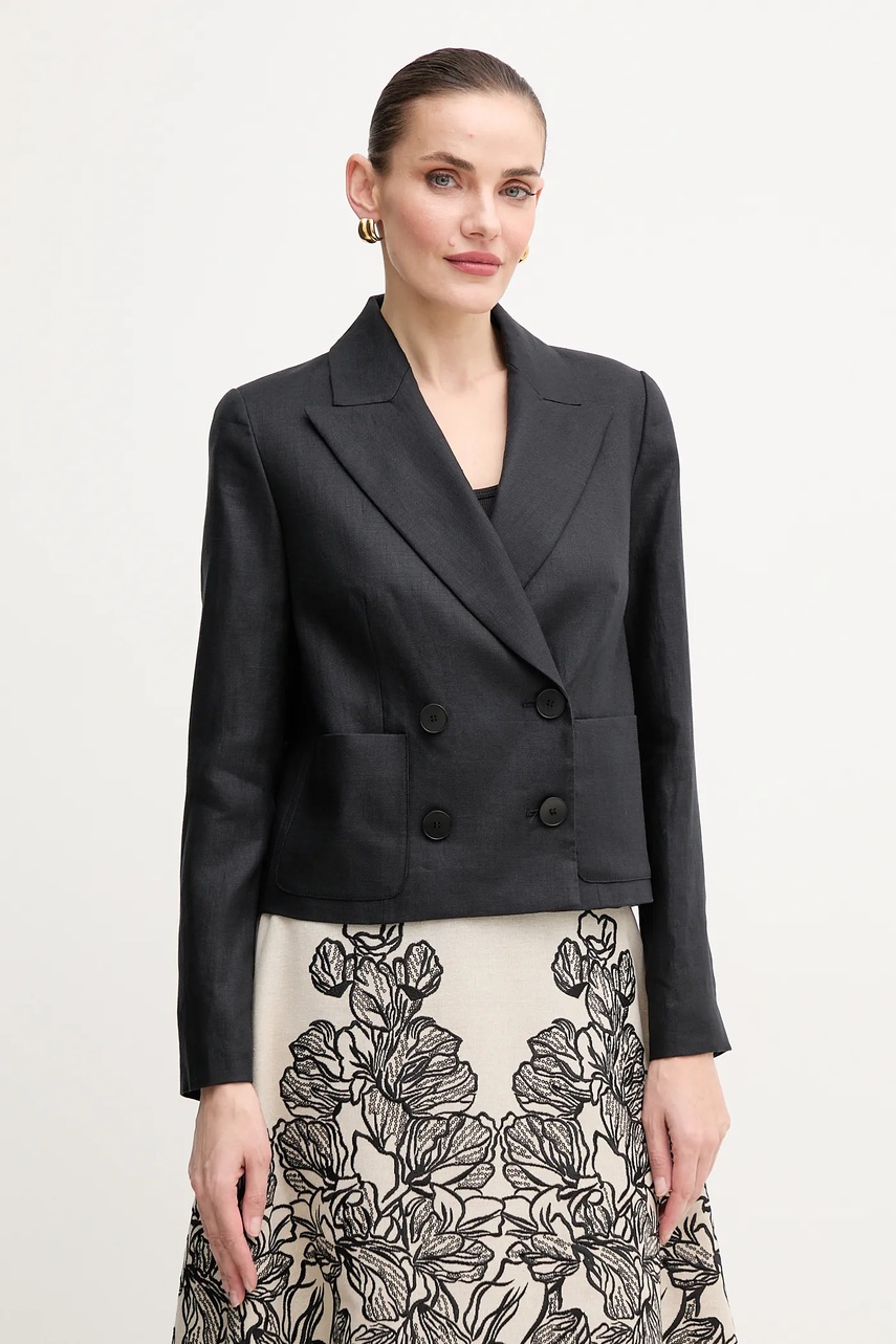 Λινό πανωφόρι Luisa Spagnoli χρώμα: μαύρο, 542051 φωτογραφία