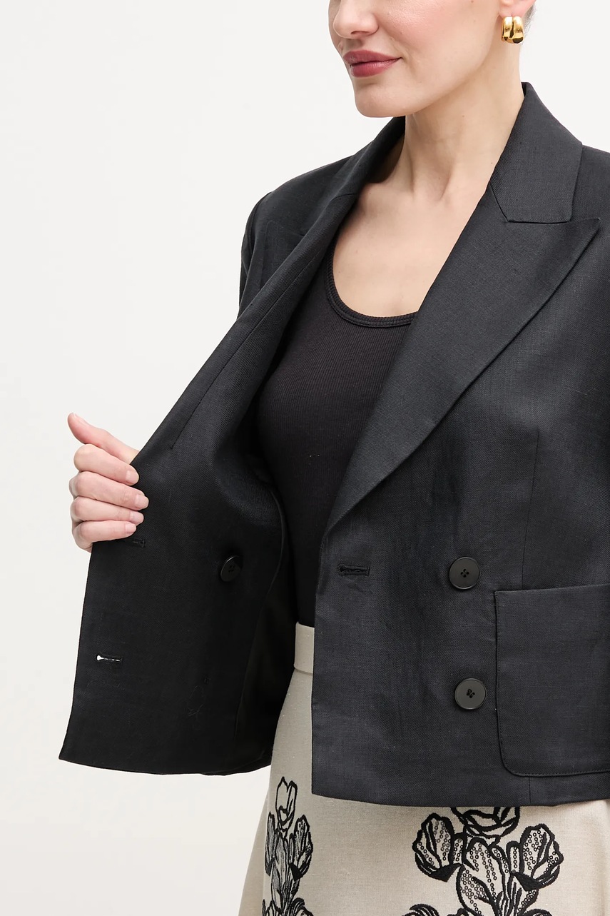 Λινό πανωφόρι Luisa Spagnoli χρώμα: μαύρο, 542051 φωτογραφία