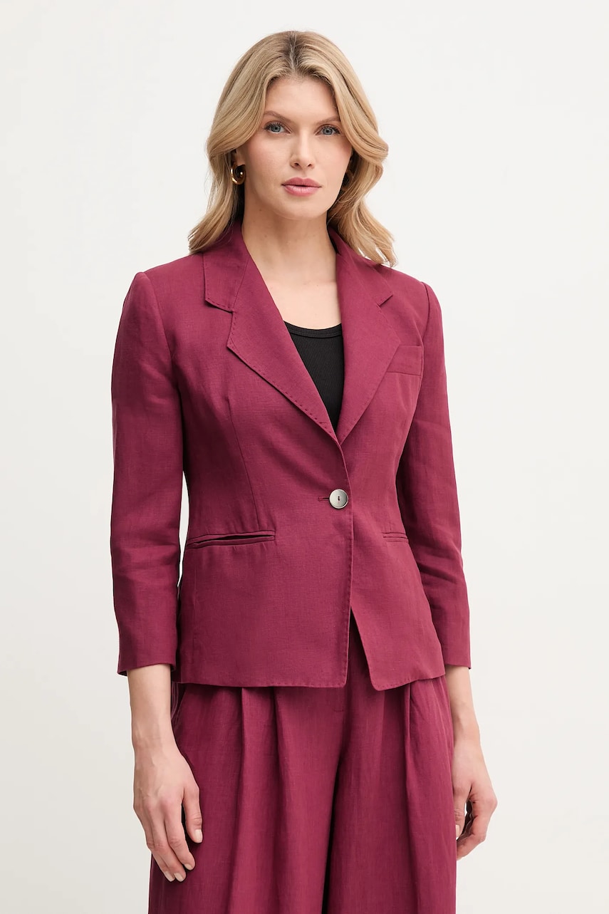 Marella sacou de in BIELLA culoarea bordo, un singur rand de nasturi, uni, 2513041062200 Marella sacou de in BIELLA culoarea bordo, un singur rand de nasturi, uni, 2513041062200