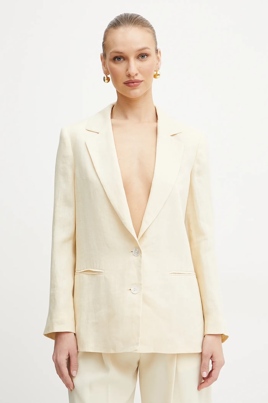 Marella sacou de in DALLAS culoarea bej, un singur rand de nasturi, uni, 2513041144200 Marella sacou de in DALLAS culoarea bej, un singur rand de nasturi, uni, 2513041144200