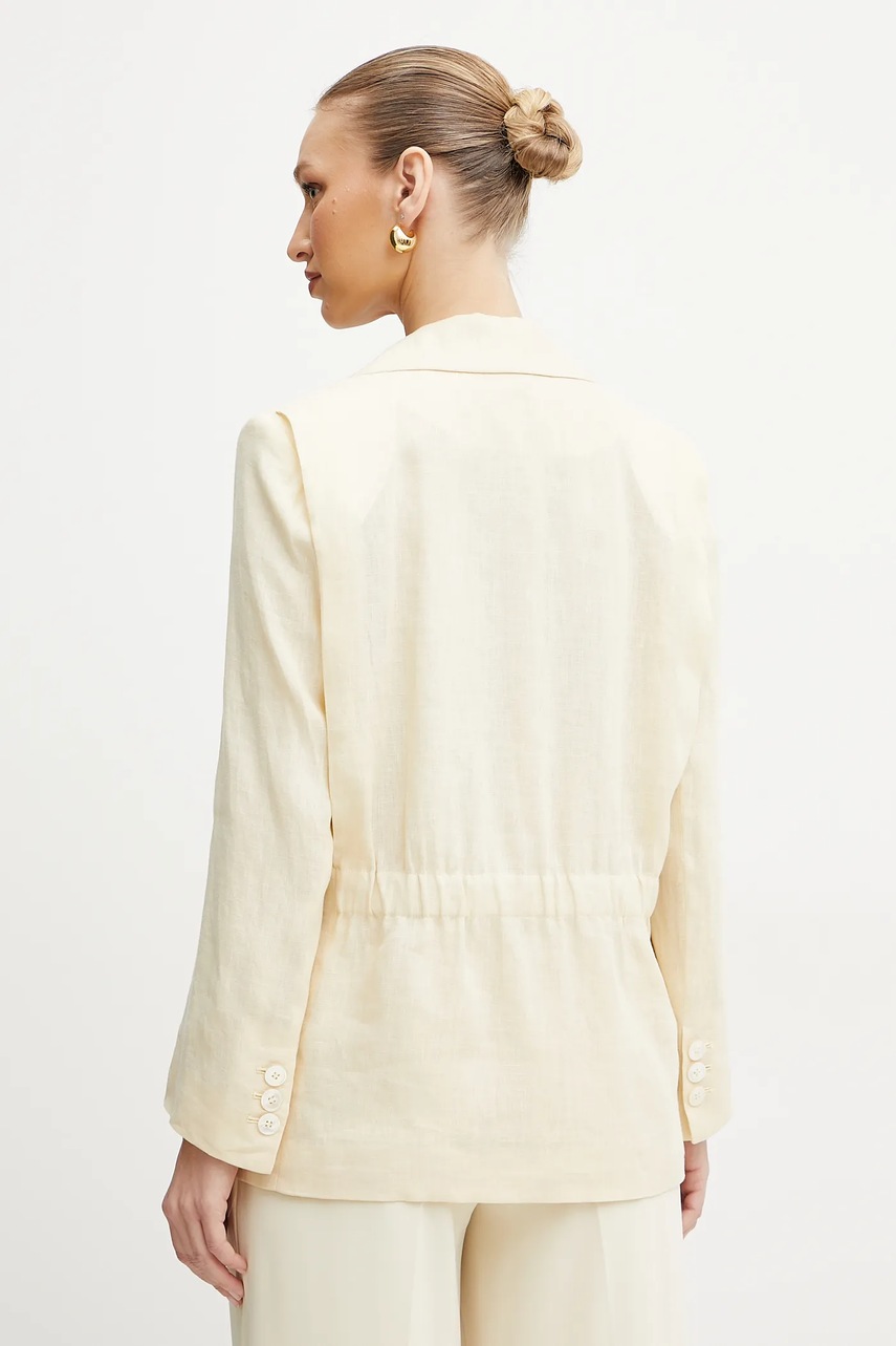 Λινό πανωφόρι Marella DALLAS χρώμα: μπεζ, 2513041144200 φωτογραφία