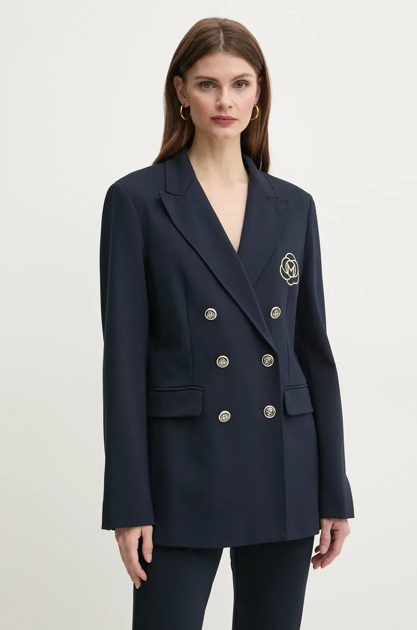 Marella sacou BAIOCCO culoarea albastru marin, cu doua randuri de nasturi, neted, 2513911024200