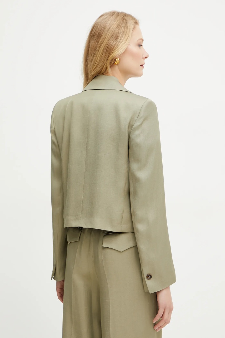 Marella blézer vászonkeverékből Emme by Marella zöld, sima, egysoros gombolású, 2515041121200 termék 2. képe