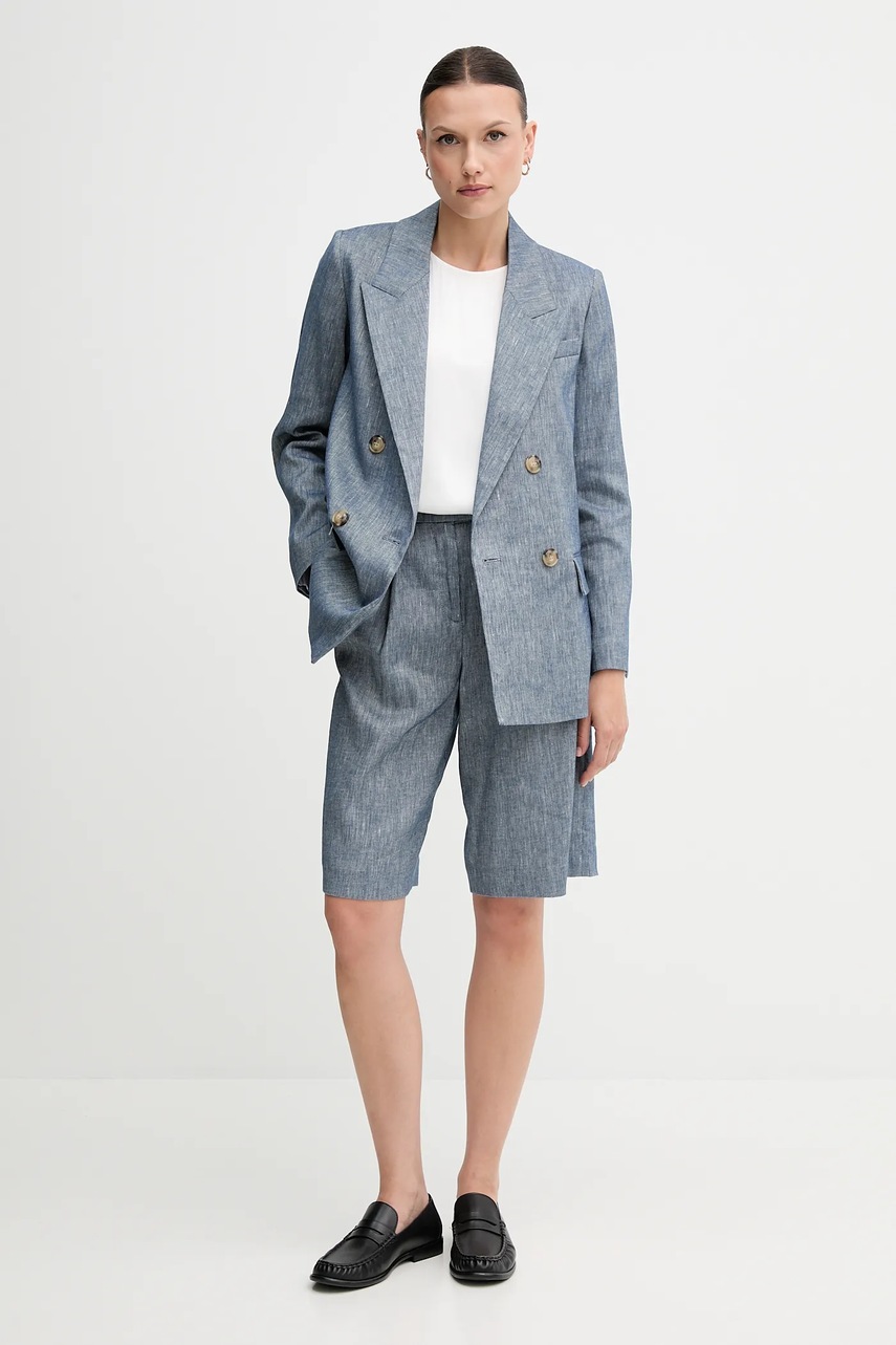 Льняной жакет Sisley двубортный узор 2MNULW02Y