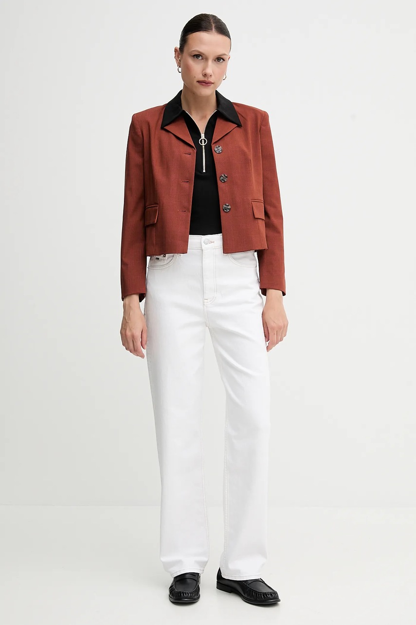 Пиджак Sisley цвет оранжевый однобортный узор 290TLW02W