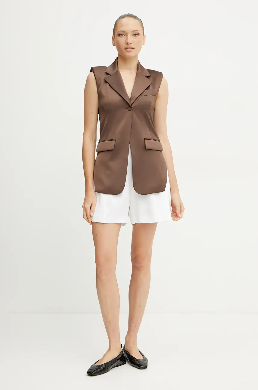 Безрукавка Patrizia Pepe цвет коричневый однобортная 2S1523 A563 Безрукавка Patrizia Pepe цвет коричневый однобортная 2S1523 A563