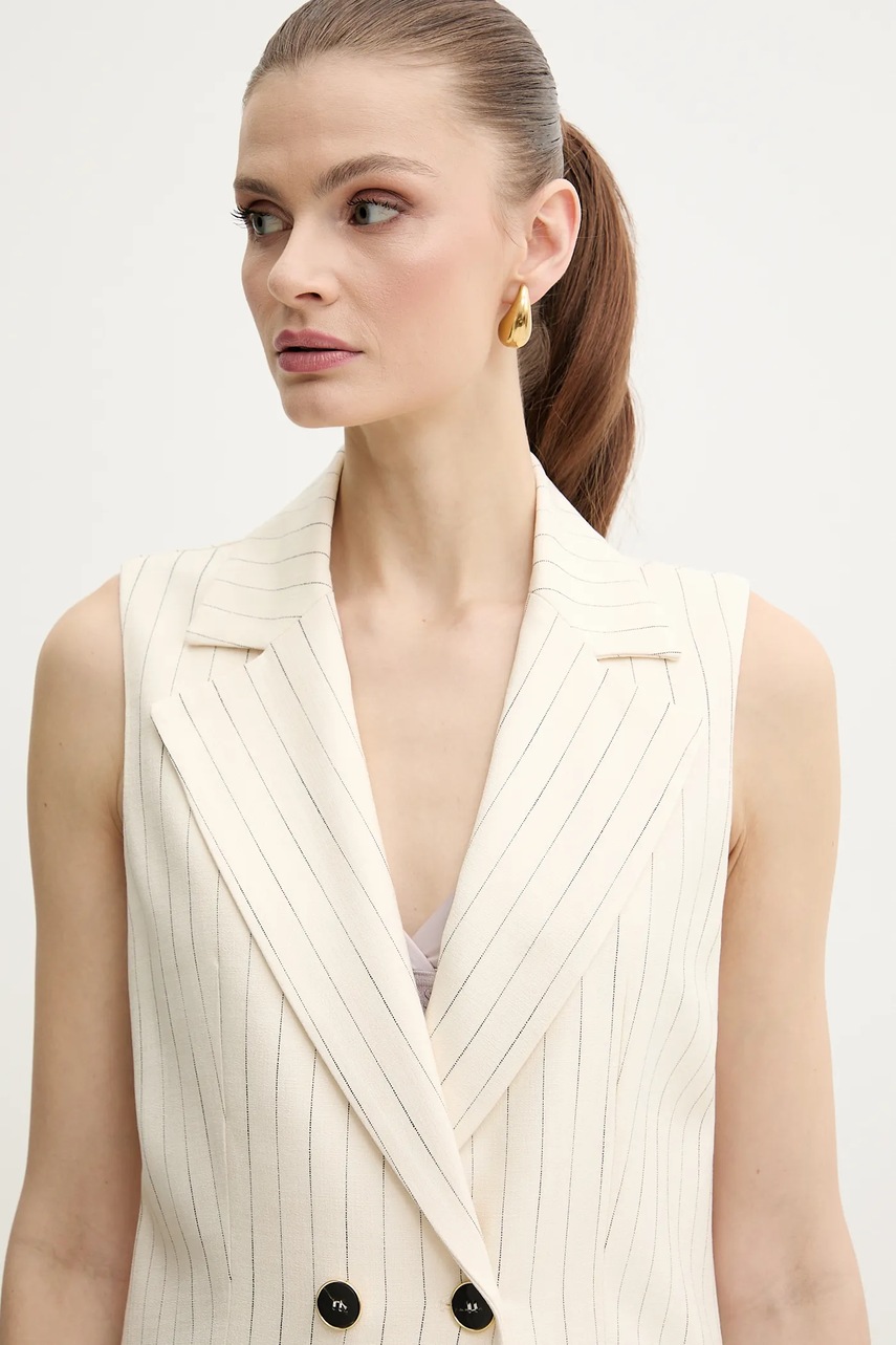 Γιλέκο Simona Corsellini χρώμα: μπεζ, P25CPGL003 φωτογραφία