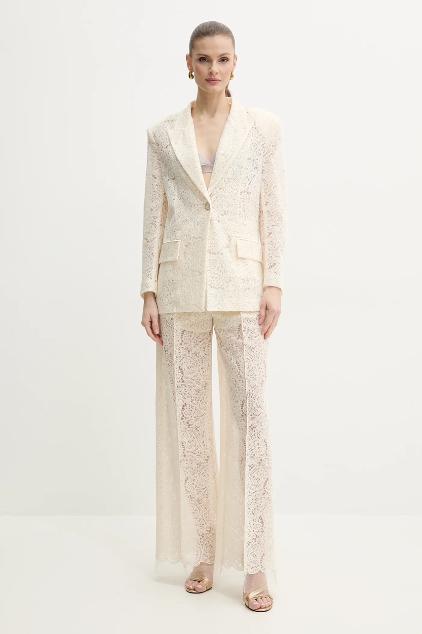 Σακάκι Simona Corsellini χρώμα: μπεζ, P25CPGI009 φωτογραφία