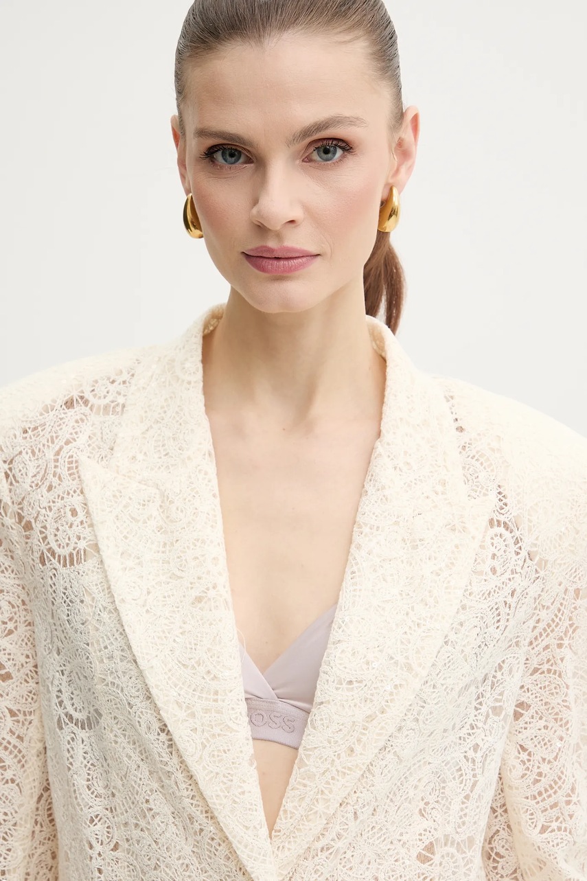 Σακάκι Simona Corsellini χρώμα: μπεζ, P25CPGI009 φωτογραφία