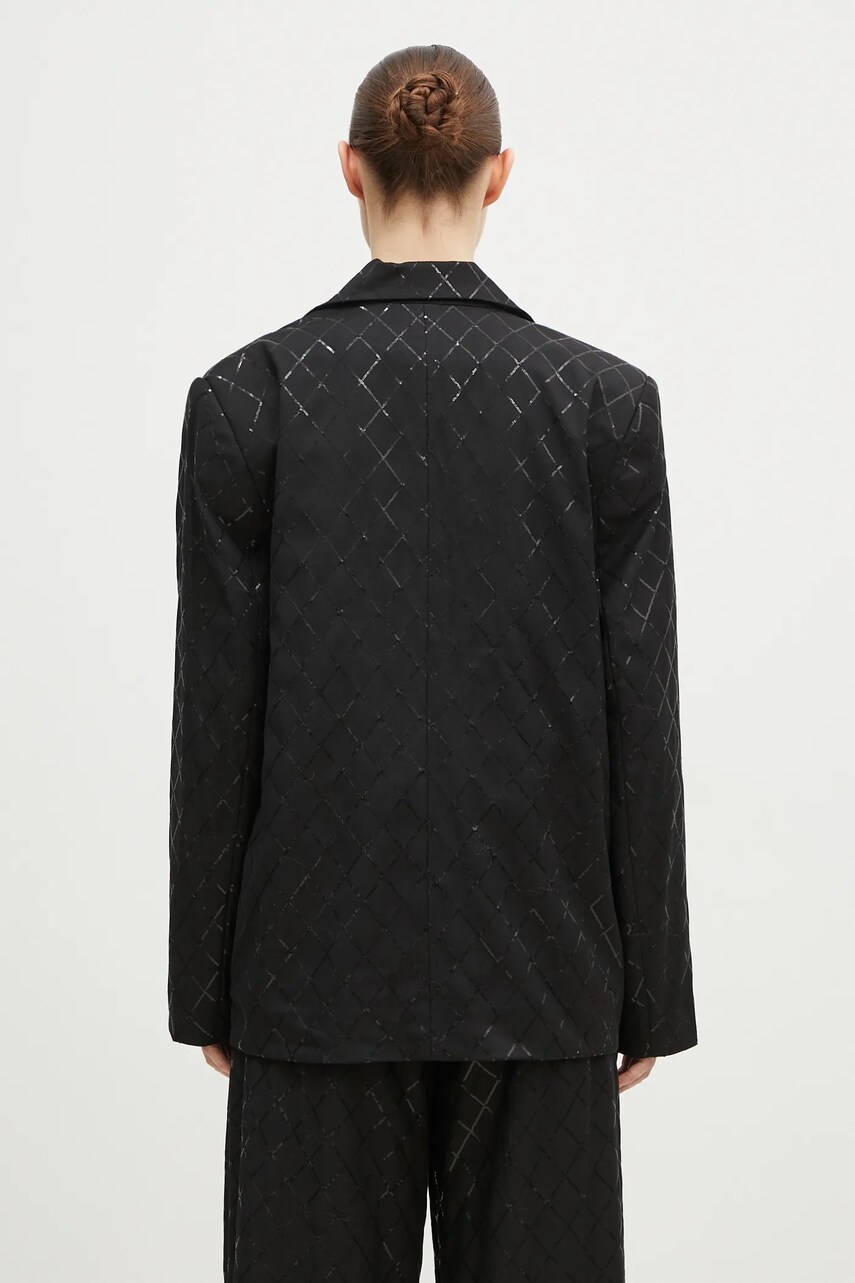 Rotate marynarka z domieszką wełny Oversized Sequins Blazer kolor czarny jednorzędowa 113325100