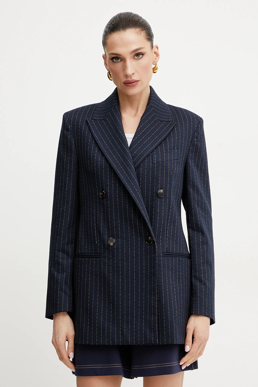 MAX&Co. sacou culoarea bleumarin, cu doua randuri de nasturi, cu imprimeu, 2516041052200