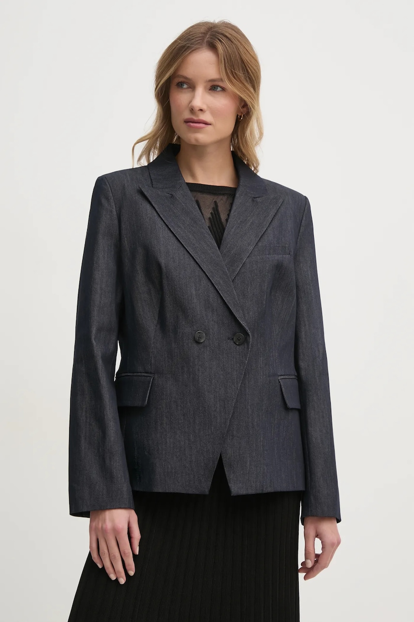 Dkny sacou culoarea albastru marin, cu doua randuri de nasturi, melanj, DJ4J6010 Dkny sacou culoarea albastru marin, cu doua randuri de nasturi, melanj, DJ4J6010