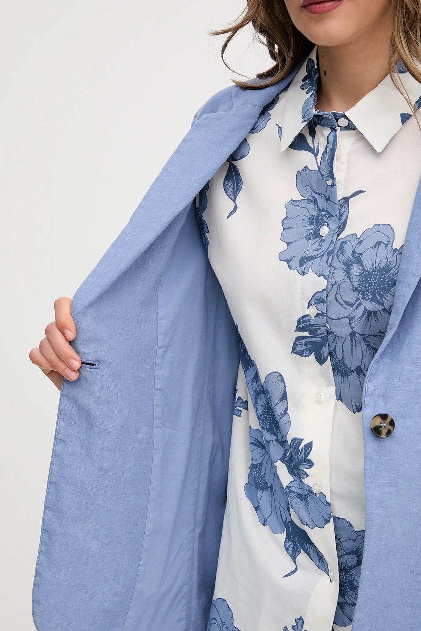 Λινό πανωφόρι OUI χρώμα: μπλε, 92927 φωτογραφία