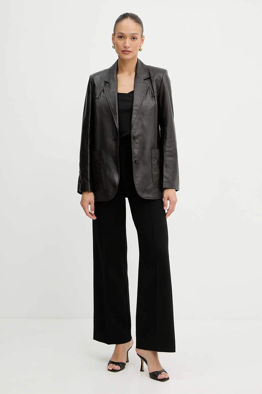 Кожаный пиджак Pinko REIMAGINE by Patrick Mcdowell цвет коричневый oversize однотонный 105090 A2JN