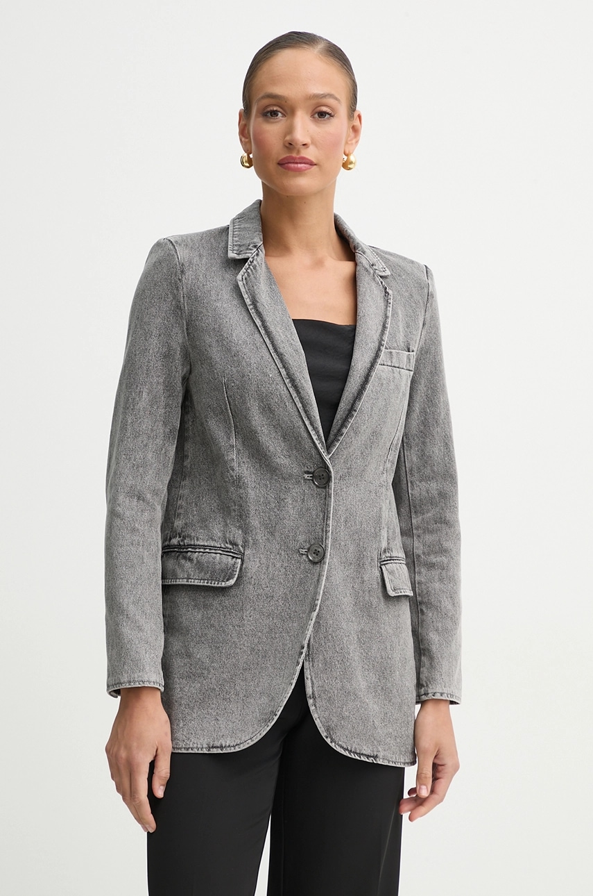 MICHAEL Michael Kors jacheta denim culoarea gri, un singur rand de nasturi, neted, MR510A75G2