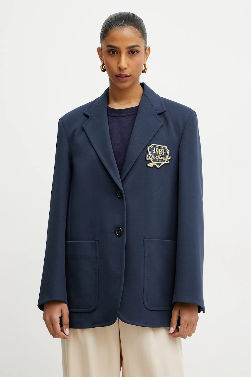 Weekend Max Mara sacou culoarea bleumarin, un singur rand de nasturi, 2515911011600