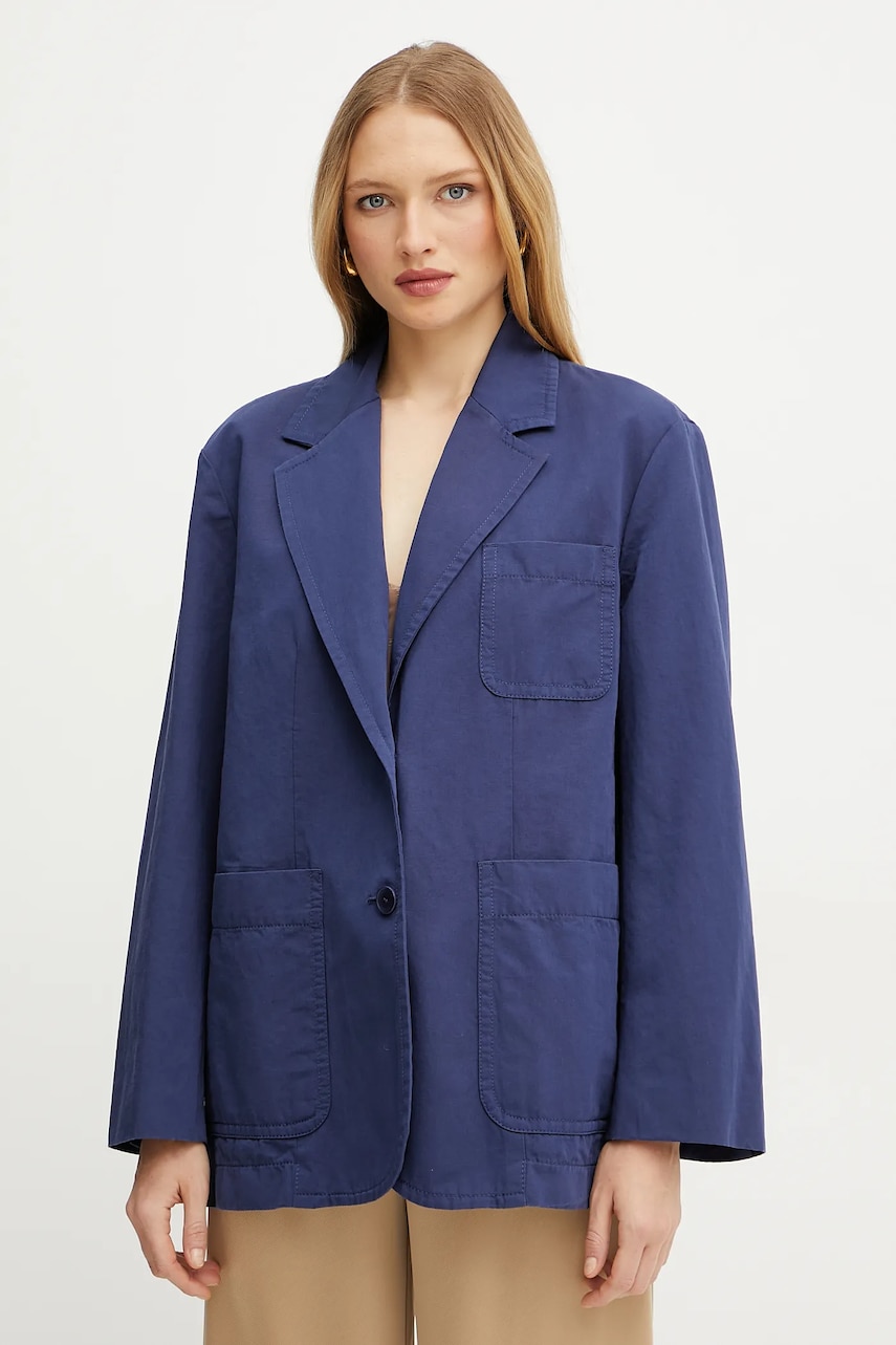 Weekend Max Mara sacou culoarea bleumarin, un singur rând de nasturi, uni, 2515041052600 Weekend Max Mara sacou culoarea bleumarin, un singur rând de nasturi, uni, 2515041052600