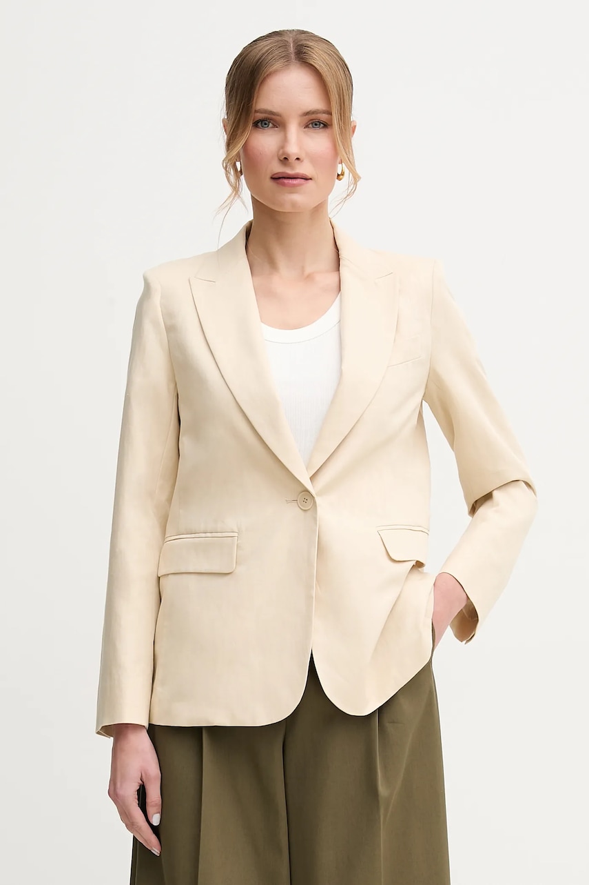Weekend Max Mara blazer din amestec de in culoarea bej, un singur rand de nasturi, uni, 2515041062600 Weekend Max Mara blazer din amestec de in culoarea bej, un singur rand de nasturi, uni, 2515041062600